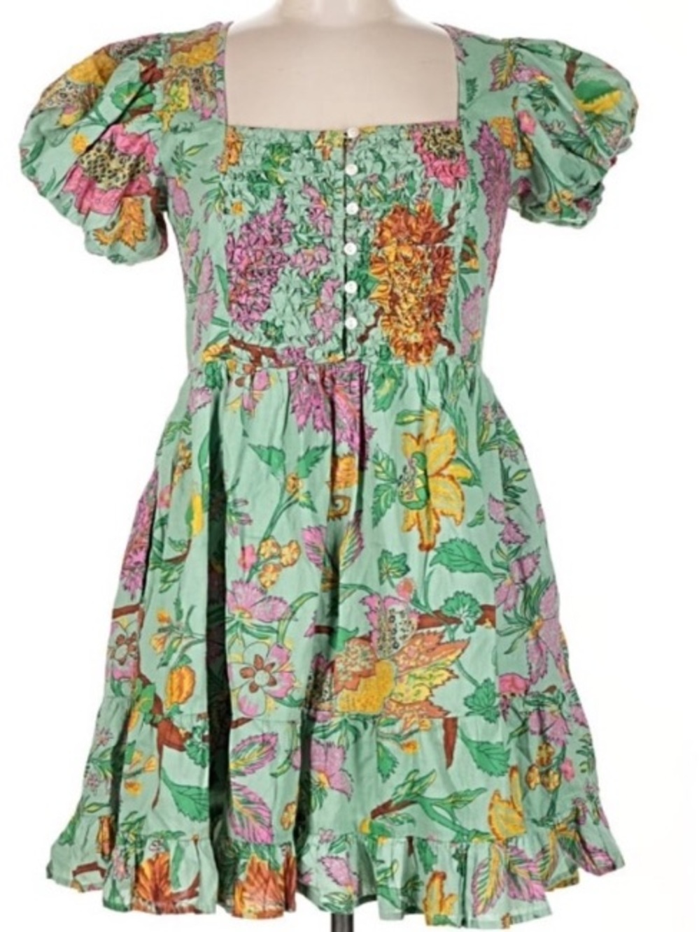 HOUSE OF HARLOW 1960 Dress in a Green Floral Print With Pockets
